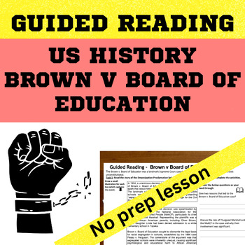 Preview of US History Civil Rights  - The Brown v. Board of Education Guided Reading, slide