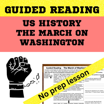 Preview of US History Civil Rights  - The March on Washington Guided Reading Worksheet