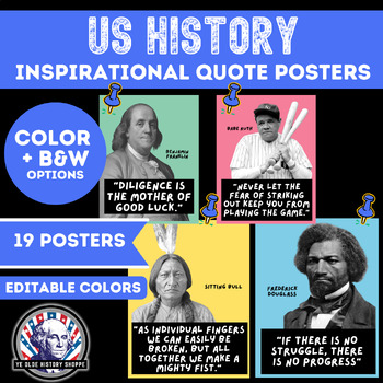 Preview of US History Classroom Decor - Bulletin Board - Printable Posters - Back to School