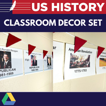Preview of US History Classroom Decor l US history timeline l civics decor 