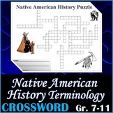 US History - Native Americans Crossword Puzzle Activity Worksheet