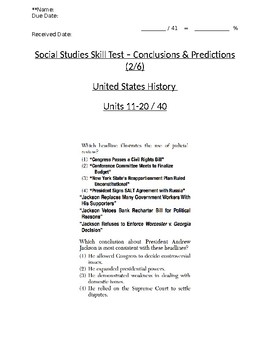 Preview of U.S. - Multiple Choice Skills - Drawing Conclusions - Units 11-20 - 11th Grade