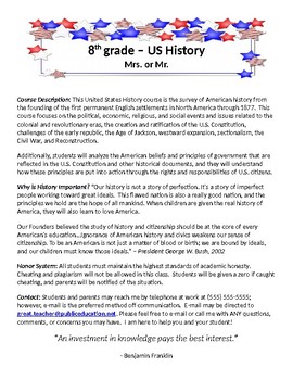 Preview of US History - Course Expectations and Syllabus