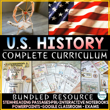 Preview of US History Curriculum Activities 5th Grade United States Map Geography Projects
