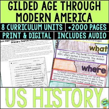 Preview of US History Curriculum Gilded Age through Modern America Units - Activities