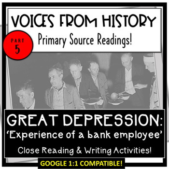 Preview of The Great Depression Reading Comprehension Activity- Google 1:1 and FREE!