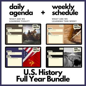 Preview of US History Daily Agenda + Weekly Schedule for Google Slides - GROWING BUNDLE!