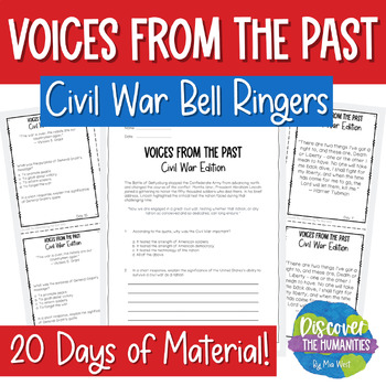 Preview of US History Daily Quotes Civil War Bell Ringer / Exit Ticket + Decor