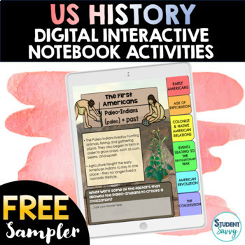 Preview of US History Digital Interactive Notebook Activities Sampler | Free Resource