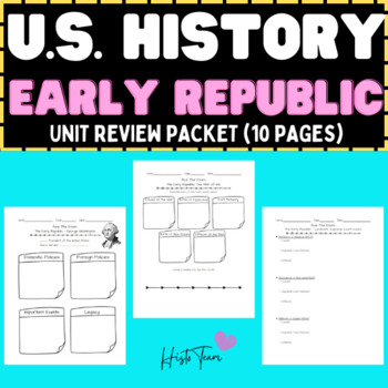 Preview of US History Early Republic Major Exam Review Packet