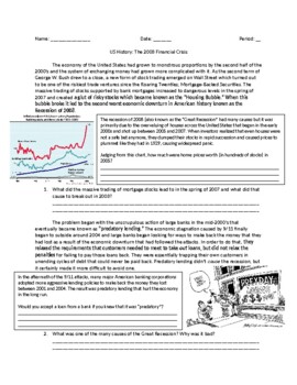 Preview of US History & Economics: The 2008 Financial Crisis