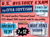US History Exam: GREAT DEPRESSION - 35 Test Questions w/ a