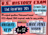 US History Exam: ROARING 1920s - 35 Test Questions w/ answ
