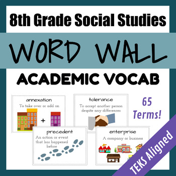 Preview of US History Full-Year Word Wall | Academic Vocab | 8th Grade Social Studies TEKS