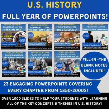 Preview of US History- Full Year of PowerPoints & Lectures -23 PowerPoints! - (1850s-2000s)