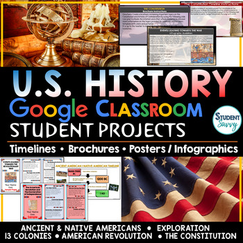 Preview of US History Google Classroom Projects Bundle | United States
