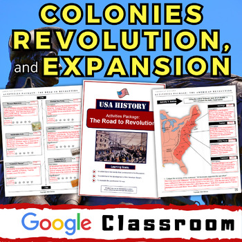 Preview of US History Google Classroom Unit Bundle - Colonies, American Revolution, Patriot