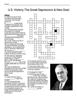 A New Deal Fights the Depression Crossword - WordMint