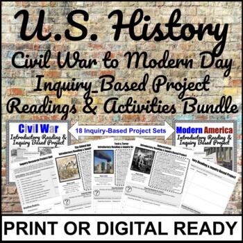 Preview of US History Inquiry Based Reading & Activity Project Bundle 1860s - America Now
