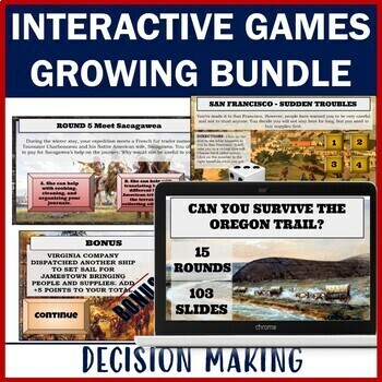 Preview of US History Interactive Games and activities Growing Bundle for whole year