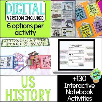Preview of US History Interactive Notebook Activities, US History INB