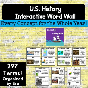 Preview of US History Interactive Timeline and Word Wall For the Entire Year!