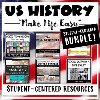 Preview of US History NO-PREP Student-Centered Bundle: (Distance Learning & Google 1:1)
