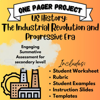 Preview of US History One Pager Project Industrial Revolution and Progressive Era