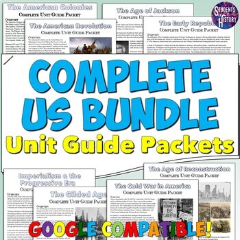 Preview of US History Packet & Unit Guide Bundle: Maps, Timelines, & Worksheet Activities