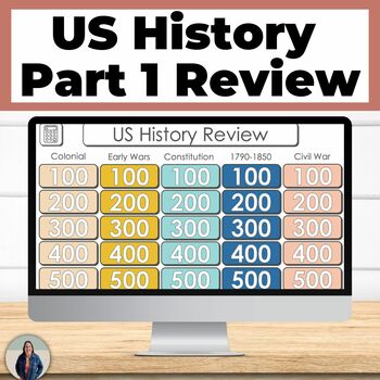 Preview of US History Review Game Part 1 and Test Prep for American History Class