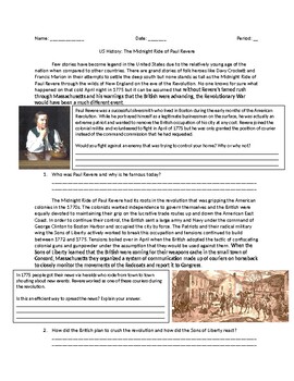Preview of US History: Paul Revere