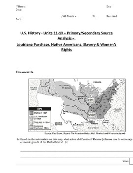 Preview of U.S. - Primary/Secondary Sources - 02/20 - Louisiana/Jackson - 11th Grade