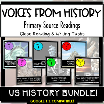 Preview of US History Primary Source Readings: Full-Year BUNDLE (1776-1989). GOOGLE 1:1!