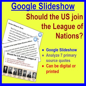 Preview of US History Primary Sources: Should the U.S. join the League of Nations?