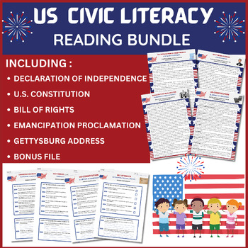 Preview of US History Reading Comprehension Bundle | History Civics and Government Reading