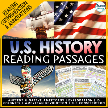 Preview of US History Reading Passages United States History Reading Comprehension American