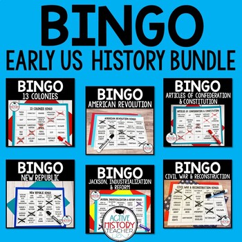 Preview of US History Review Game BINGO Bundle 13 Colonies to Reconstruction STAAR Review