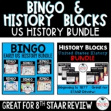 US History Review Game Bundle Bingo and History Blocks STA