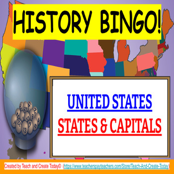 Preview of US History States and Capital Cities Digital Bingo Game SOCIAL STUDIES