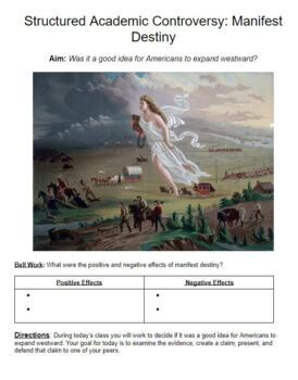 Preview of US History: Structured Academic Controversy: Manifest Destiny Distance Learning