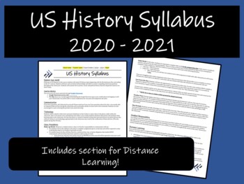 Preview of US History Syllabus: 2020-2021