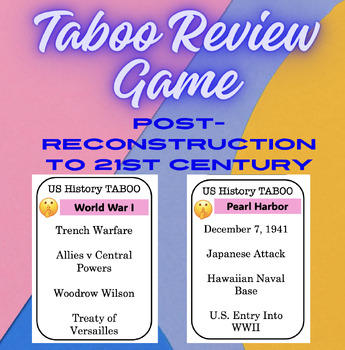Preview of US History Taboo Review Game
