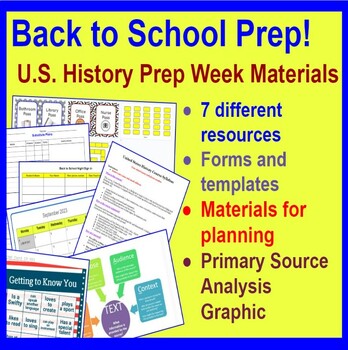 Preview of US History Teacher Materials | Back-to-school Prep Docs| Great for new Teachers