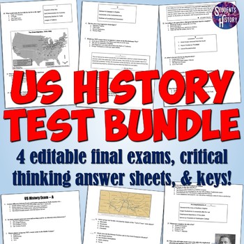 Preview of US History Tests and Final Exam Bundle