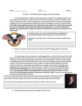 Preview of US History: The 12th National Congress and Rise of the War Hawks