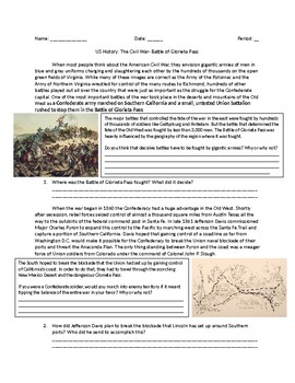 Preview of US History: The Civil War- Battle of Glorieta Pass