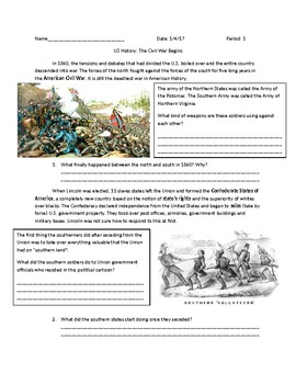 Preview of US History: The Civil War Begins