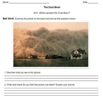Preview of US History: The Dust Bowl Primary Source Activity
