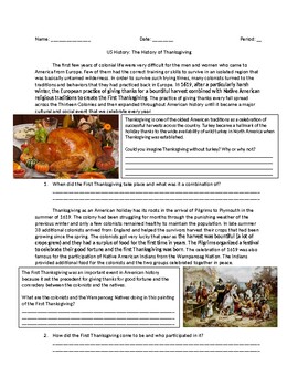 Preview of US History: The History of Thanksgiving