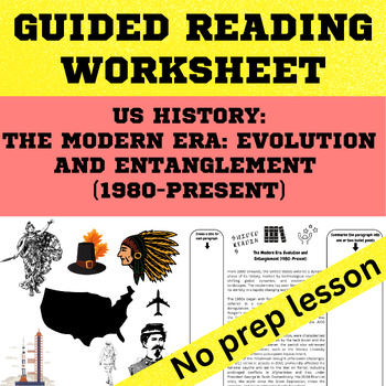 Preview of US History, Modern Era (1980-Present) Guided reading worksheet digital, slides